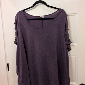 NAIF Purple Short Sleeve Top with Button Detail